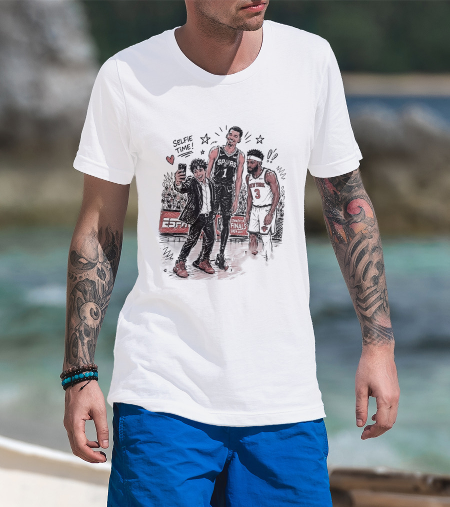 NY Knicks And San Antonio Spurs Selfie Time Finals Caricature T-Shirt