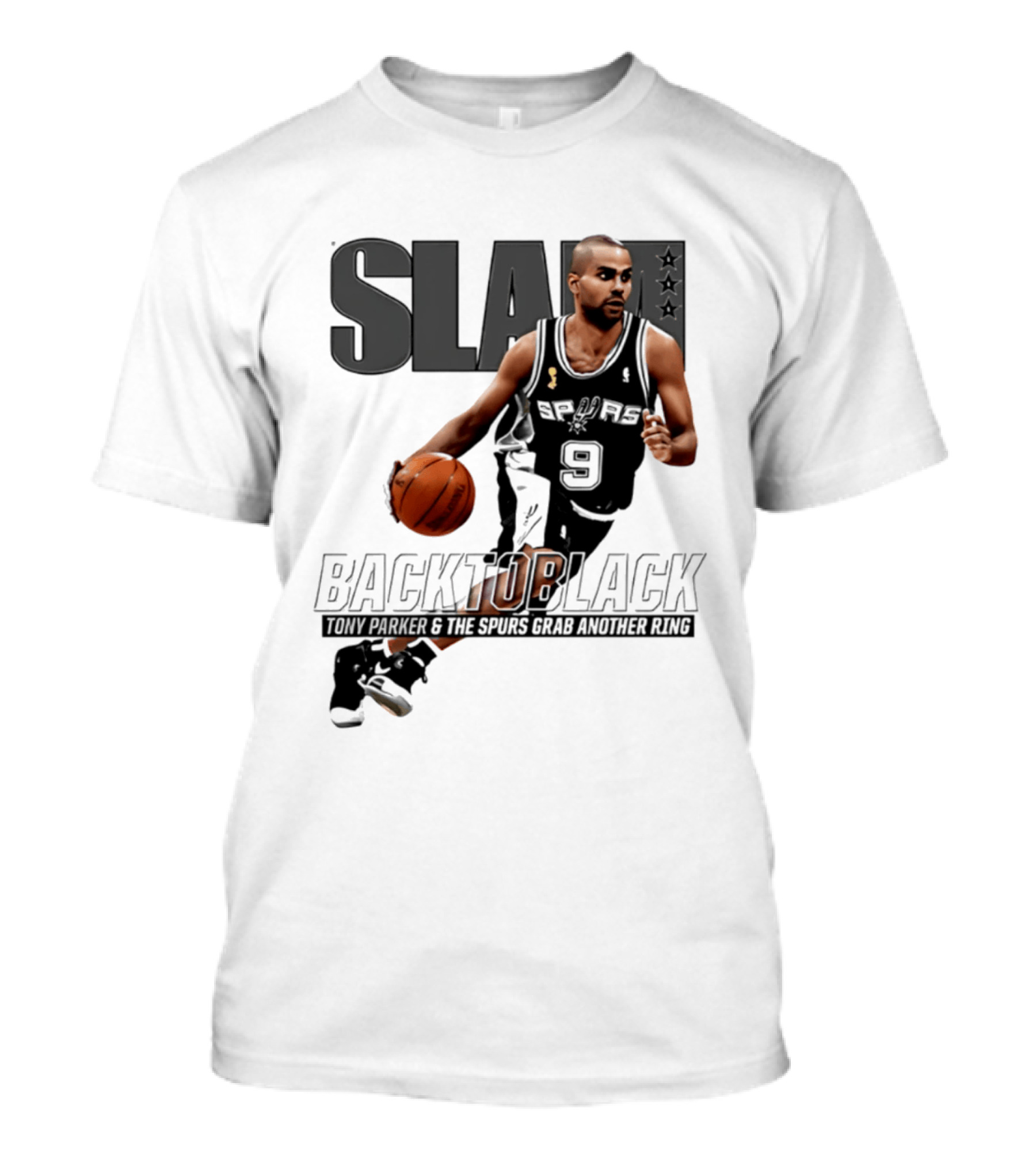 SLAM Back To Black San Antonio Spurs Tony Parker 9 Spurs Grab Another Ring T-Shirt