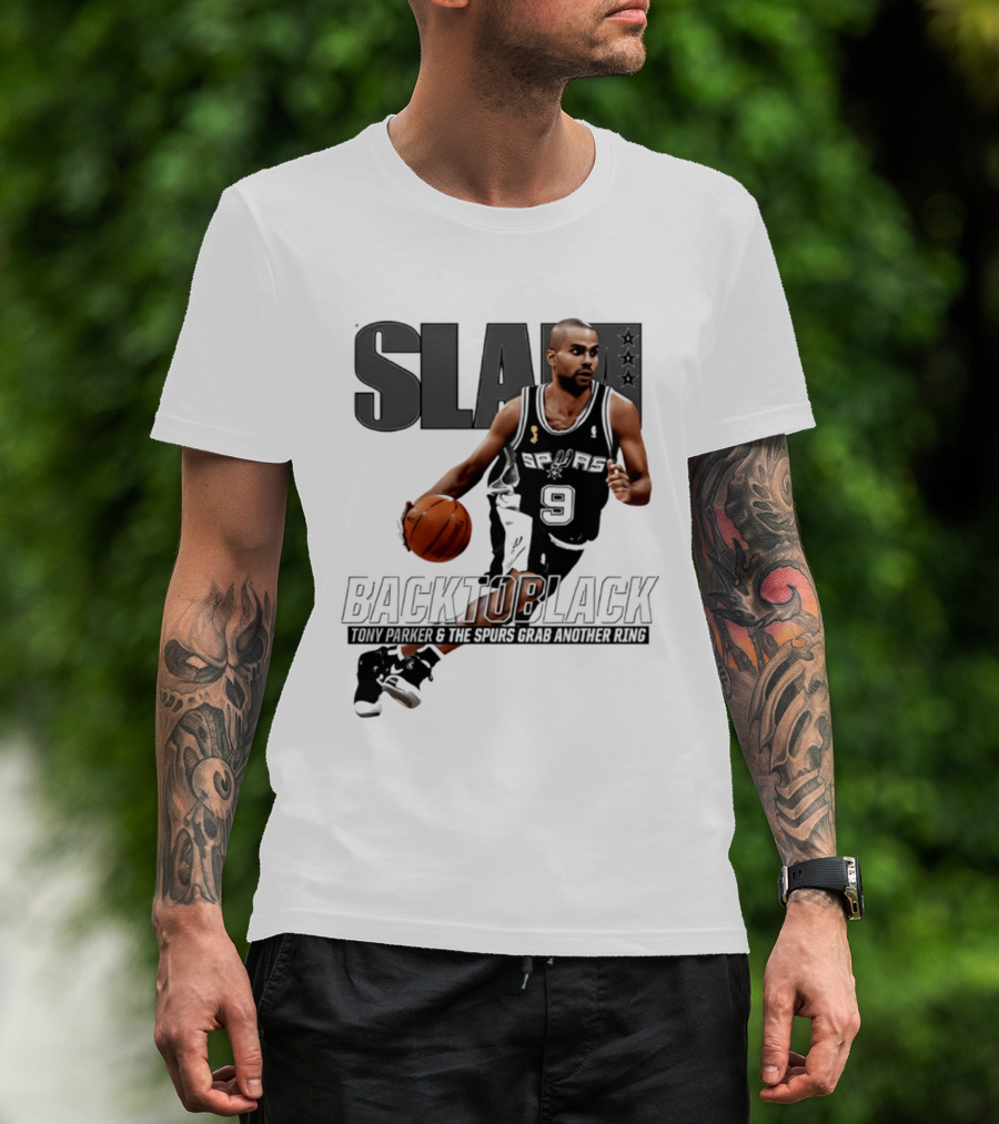 SLAM Back To Black San Antonio Spurs Tony Parker 9 Spurs Grab Another Ring T-Shirt