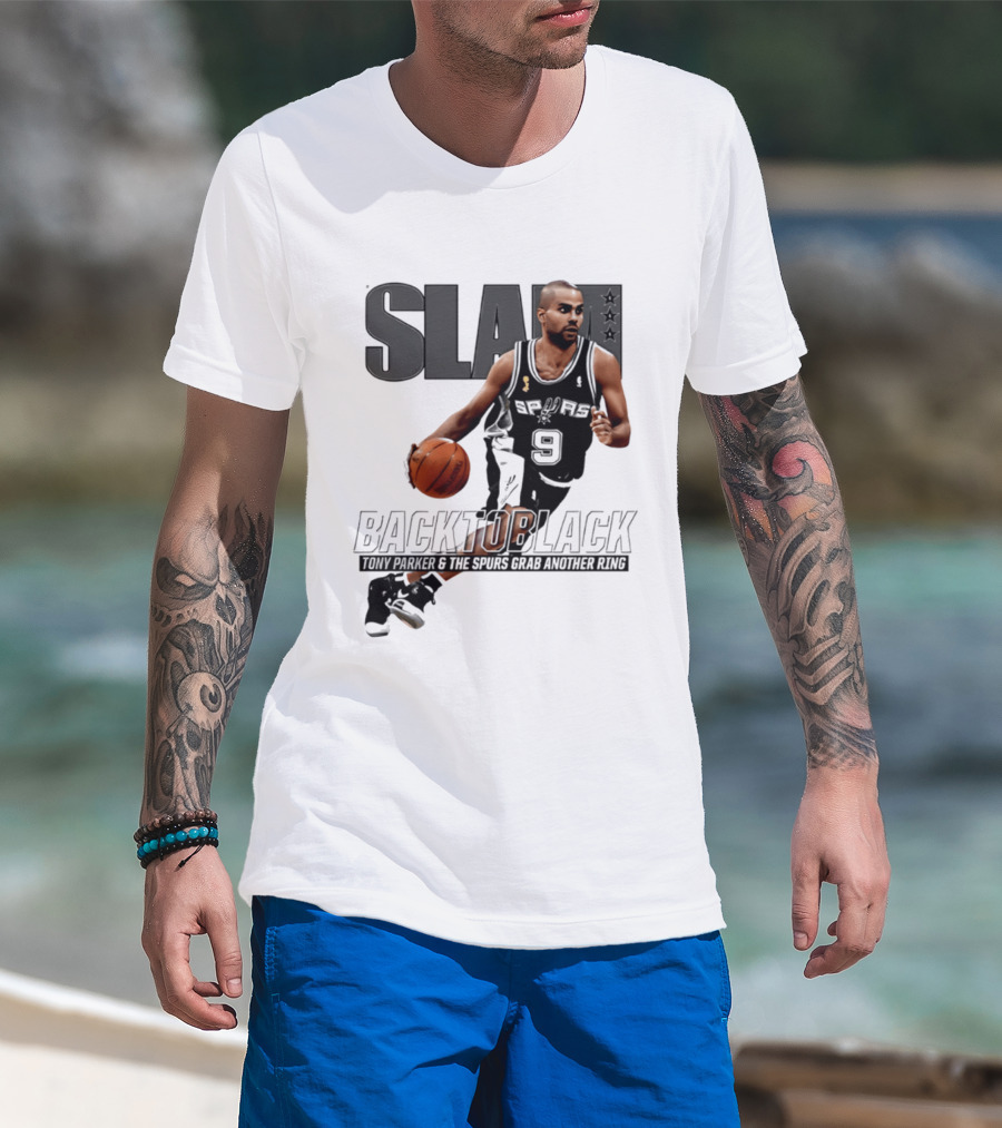 SLAM Back To Black San Antonio Spurs Tony Parker 9 Spurs Grab Another Ring T-Shirt
