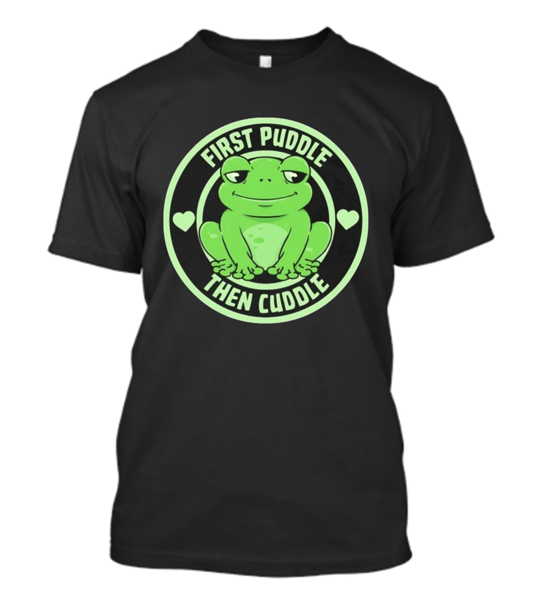First Puddle Then Cuddle Frog With Hearts T-Shirt
