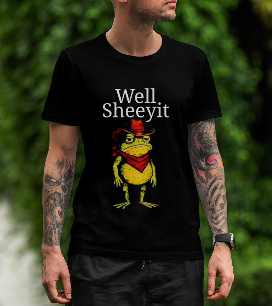 Well Sheeyit Frog Cowboy Hat And Bandana T-Shirt