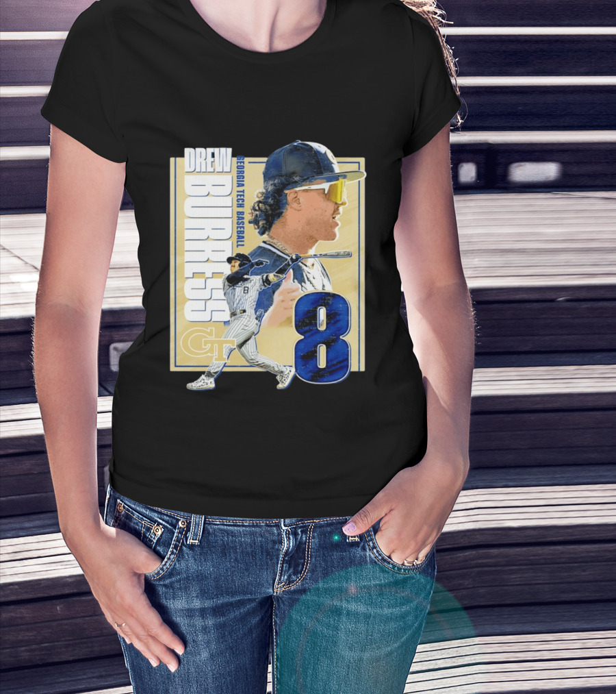 Drew Burress Georgia Tech Baseball Athlete Number 8 T-Shirt