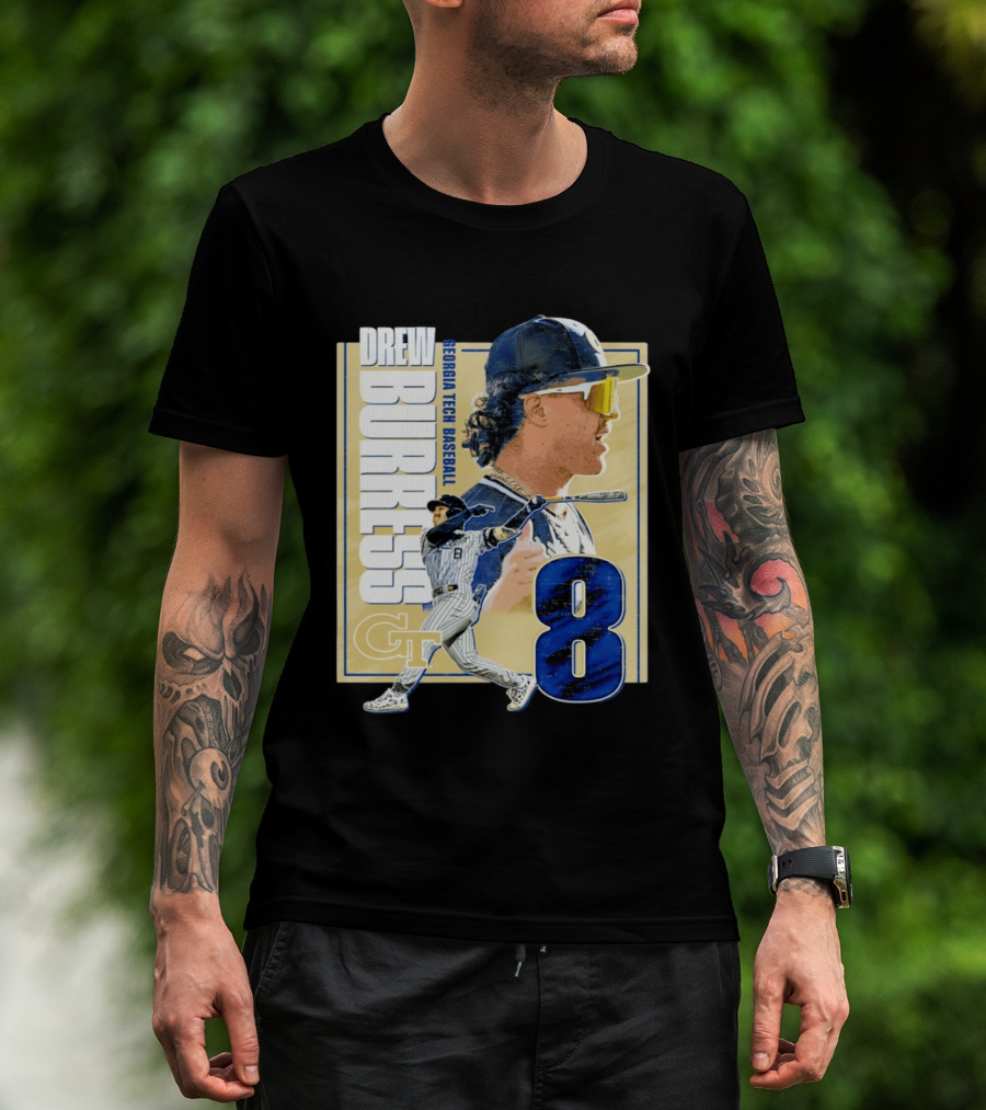 Drew Burress Georgia Tech Baseball Athlete Number 8 T-Shirt