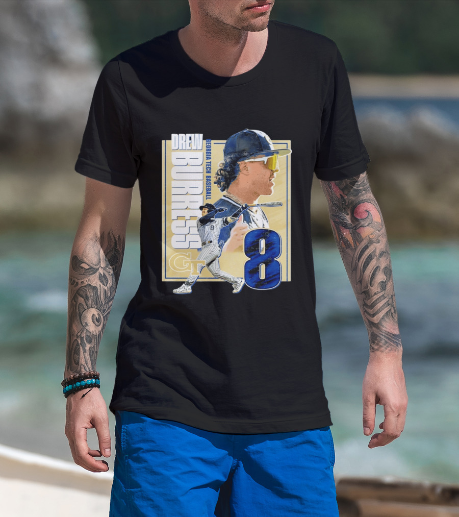Drew Burress Georgia Tech Baseball Athlete Number 8 T-Shirt