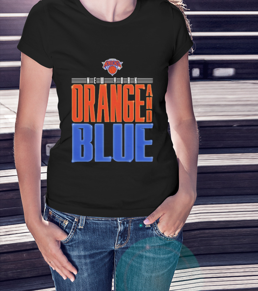 New York Knicks Orange And Blue Neon T-Shirt