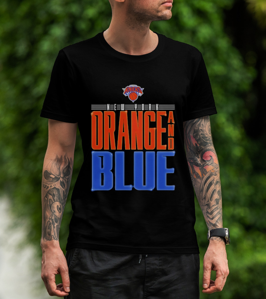 New York Knicks Orange And Blue Neon T-Shirt