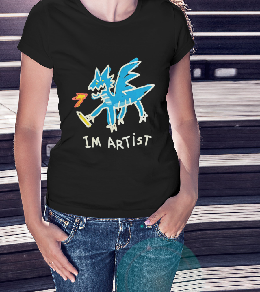IM Artist Dragon Blue Winged Creature Fire Brush T-Shirt