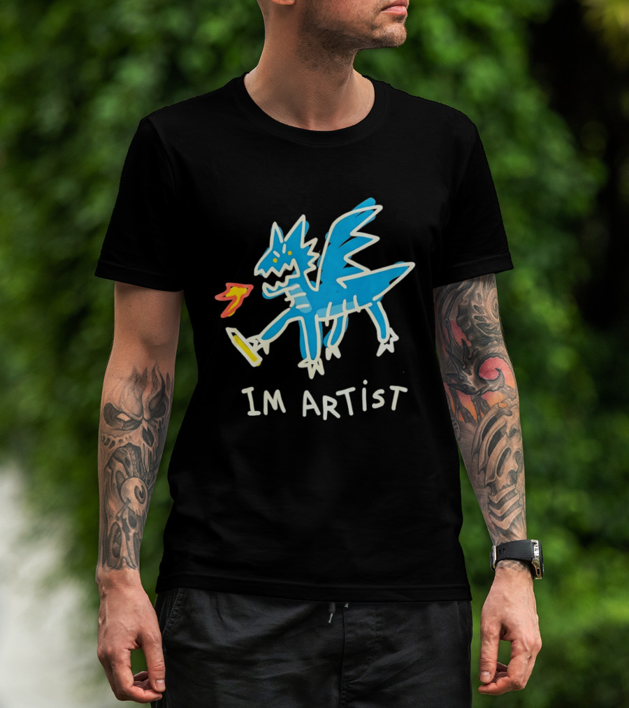 IM Artist Dragon Blue Winged Creature Fire Brush T-Shirt