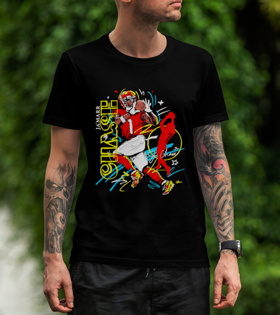 Ja'Marr Chase Cincinnati Bengals Number 1 Scribble Paint T-Shirt