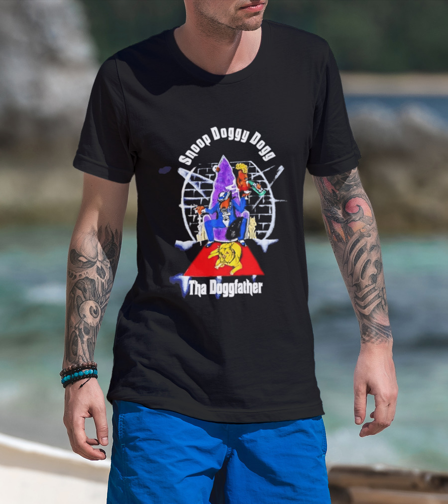 Snoop Doggy Dogg Tha Doggfather 1990 Brick Wall Throne حجر T-Shirt