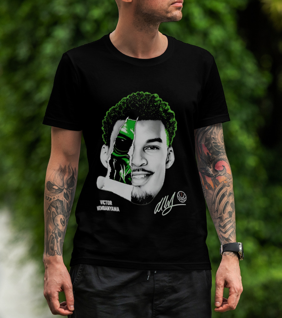 Victor Wembanyama Alien Torn Creature Signature T-Shirt