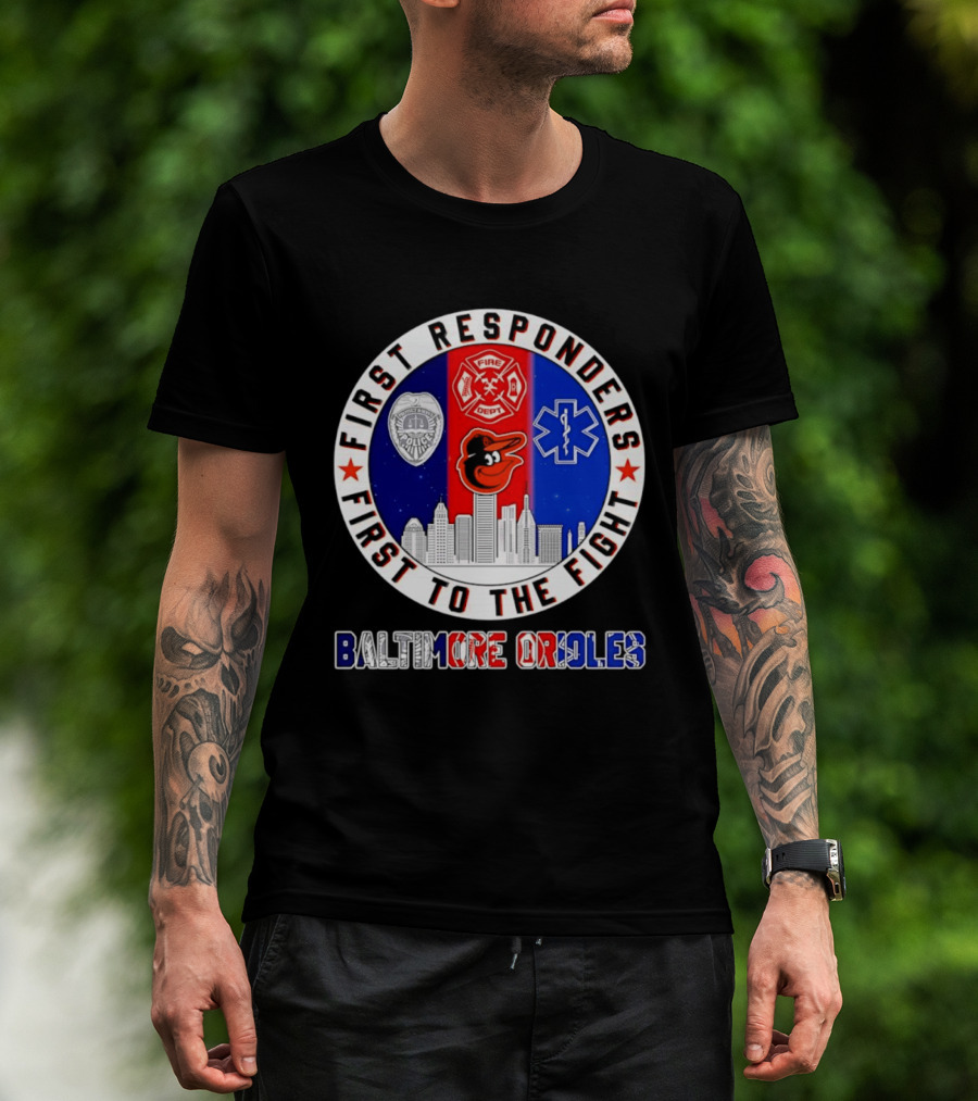 First Responders Baltimore Orioles City Skyline T-Shirt