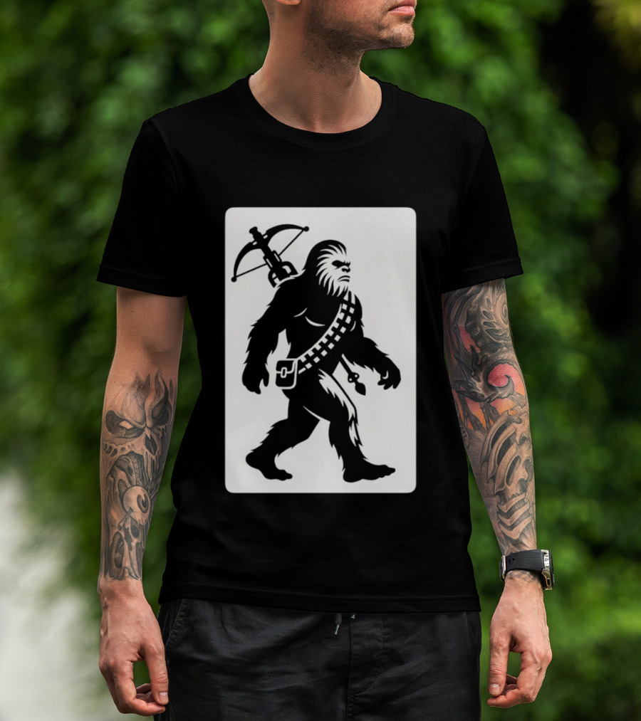 Chewbacca Bigfoot Star Wars Wookiee Hunter Sci Fi Creature Crossbow Trekker T-Shirt