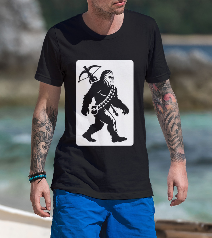 Chewbacca Bigfoot Star Wars Wookiee Hunter Sci Fi Creature Crossbow Trekker T-Shirt