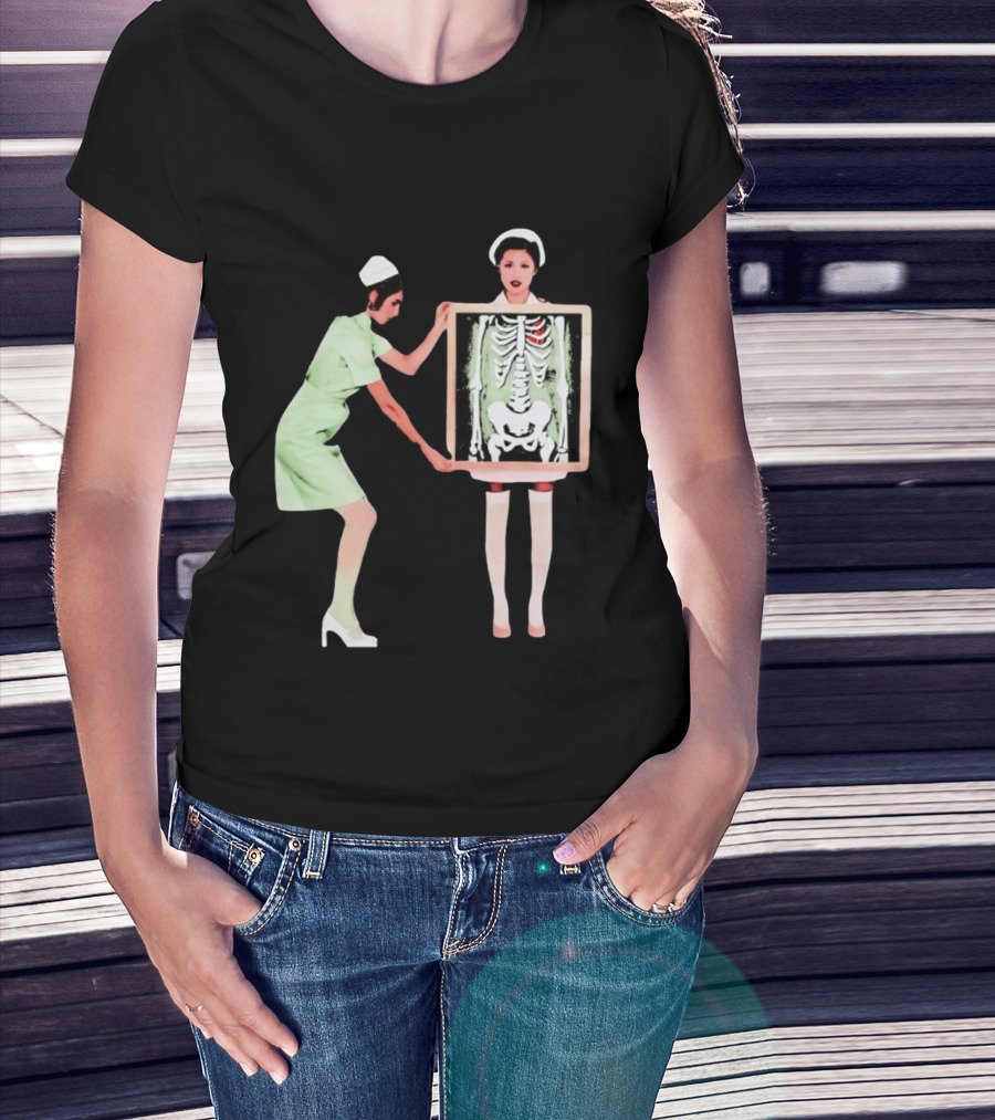 Nurse With X Ray Skeleton And Red Heart T-Shirt