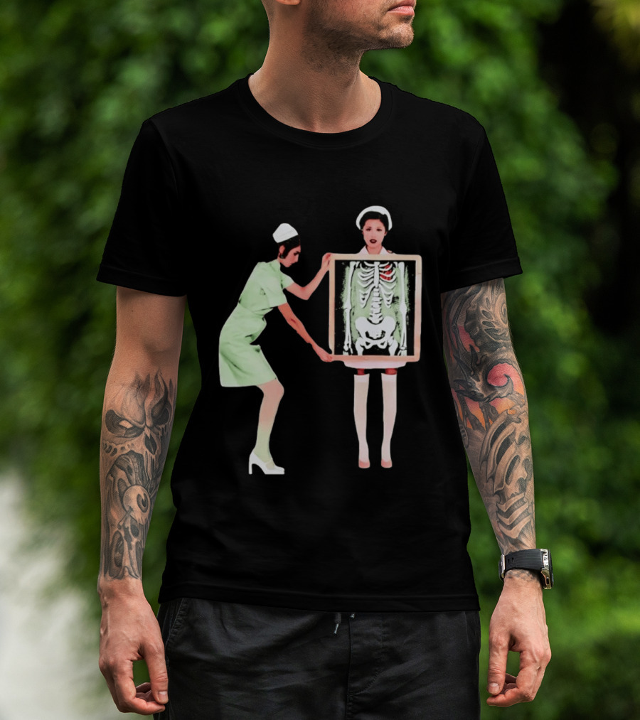 Nurse With X Ray Skeleton And Red Heart T-Shirt