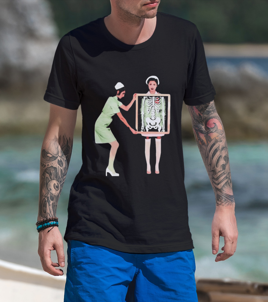 Nurse With X Ray Skeleton And Red Heart T-Shirt