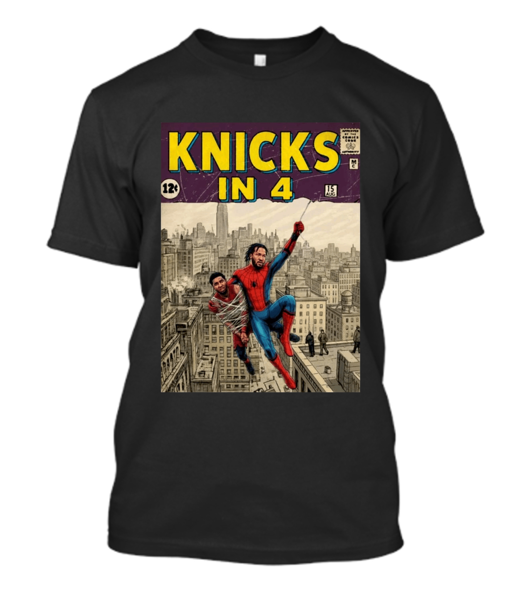 Knicks In 4 Jalen Brunson Spider Man Cover T-Shirt