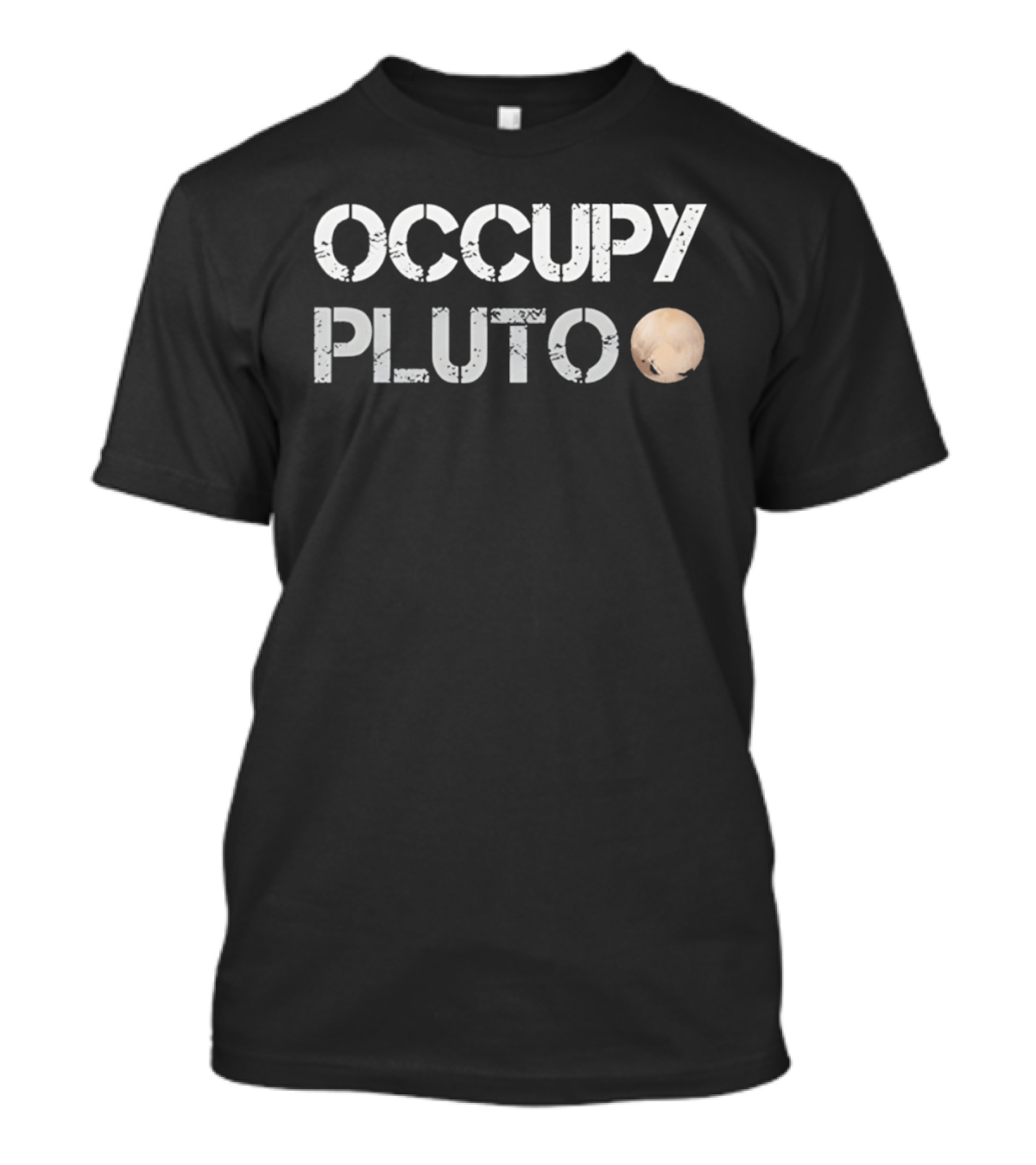 Occupy Pluto Dwarf Planet Stencil Font Space Exploration T-Shirt