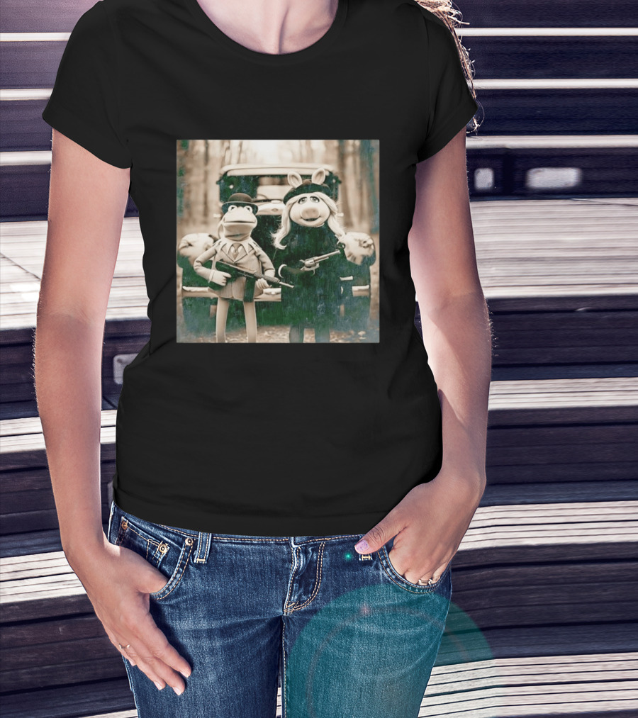 The Muppets Kermit The Frog Miss Piggy Gangster T-Shirt