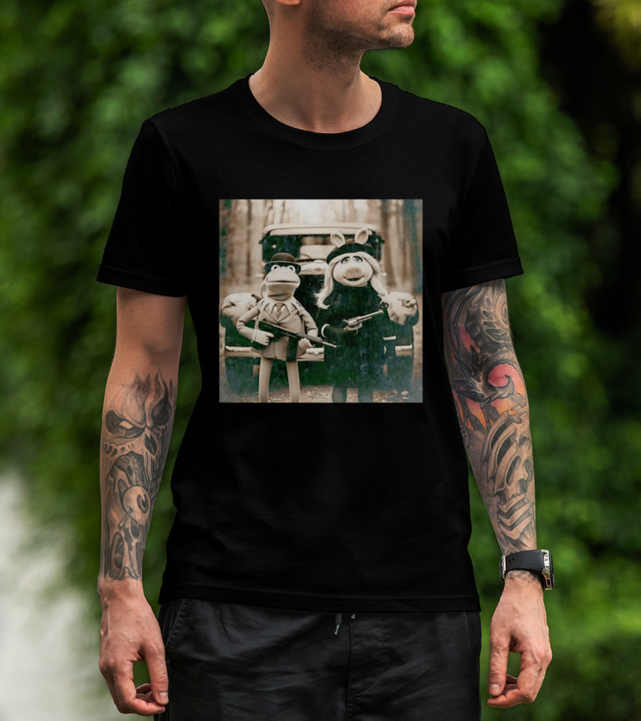 The Muppets Kermit The Frog Miss Piggy Gangster T-Shirt