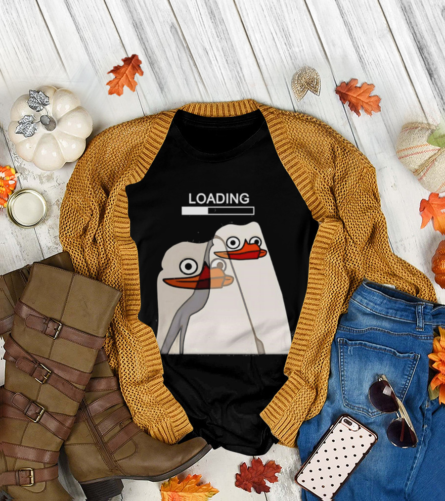 LOADING Penguins with Loading Bar Visual Effect T-Shirt
