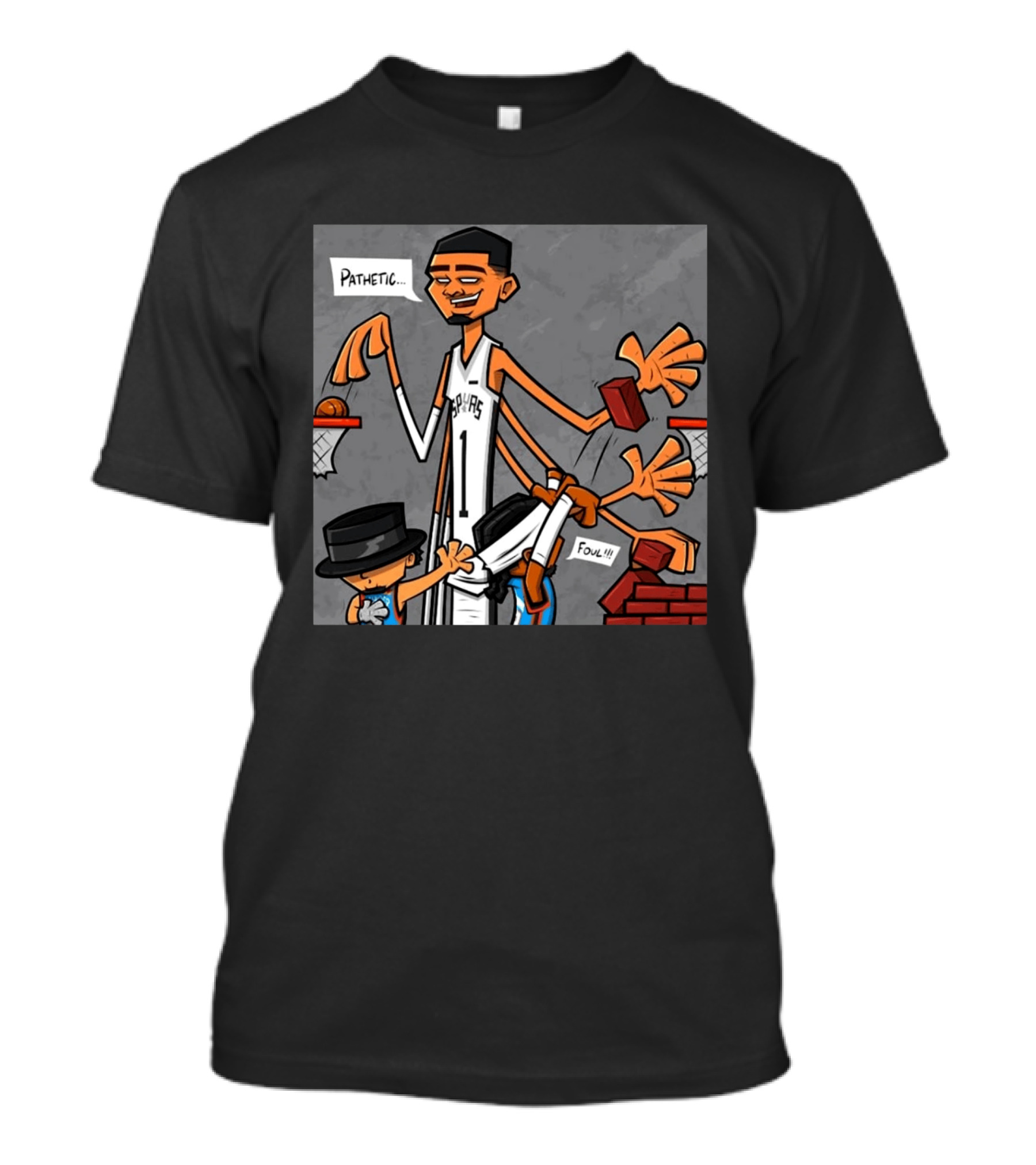 Wemby Spurs Pathetic Foul Long Arms Basketball T-Shirt