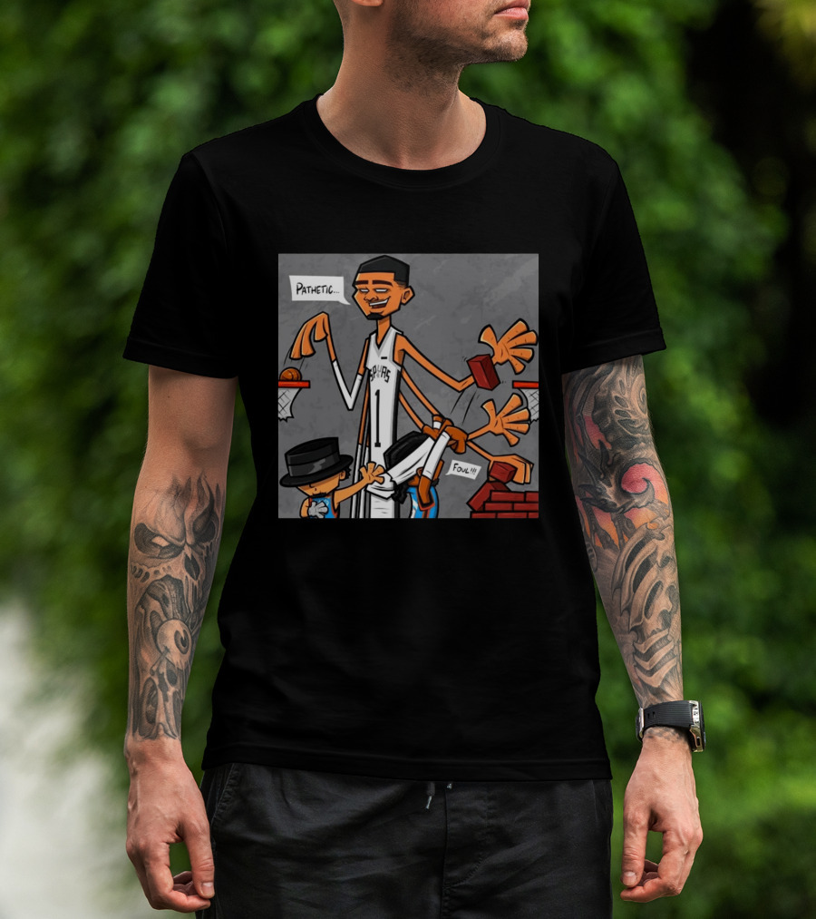 Wemby Spurs Pathetic Foul Long Arms Basketball T-Shirt