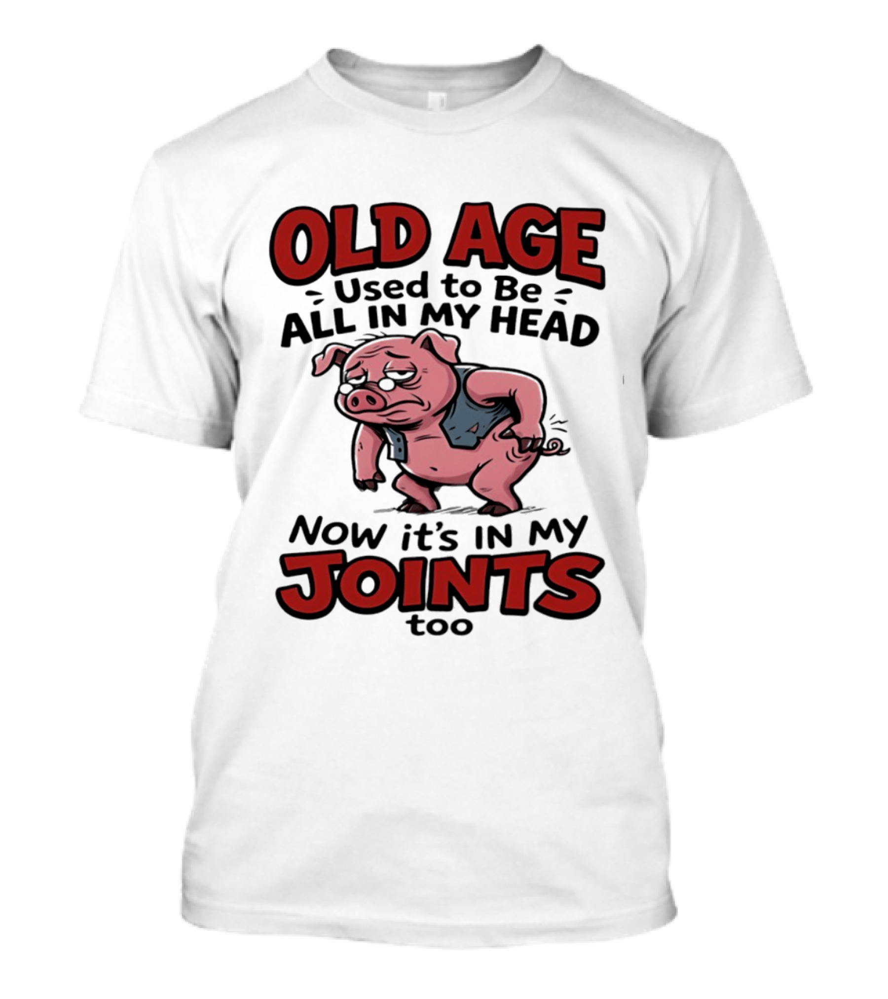Old Age Used To Be All In My Head Now It's In My Joints Too Pig T-Shirt