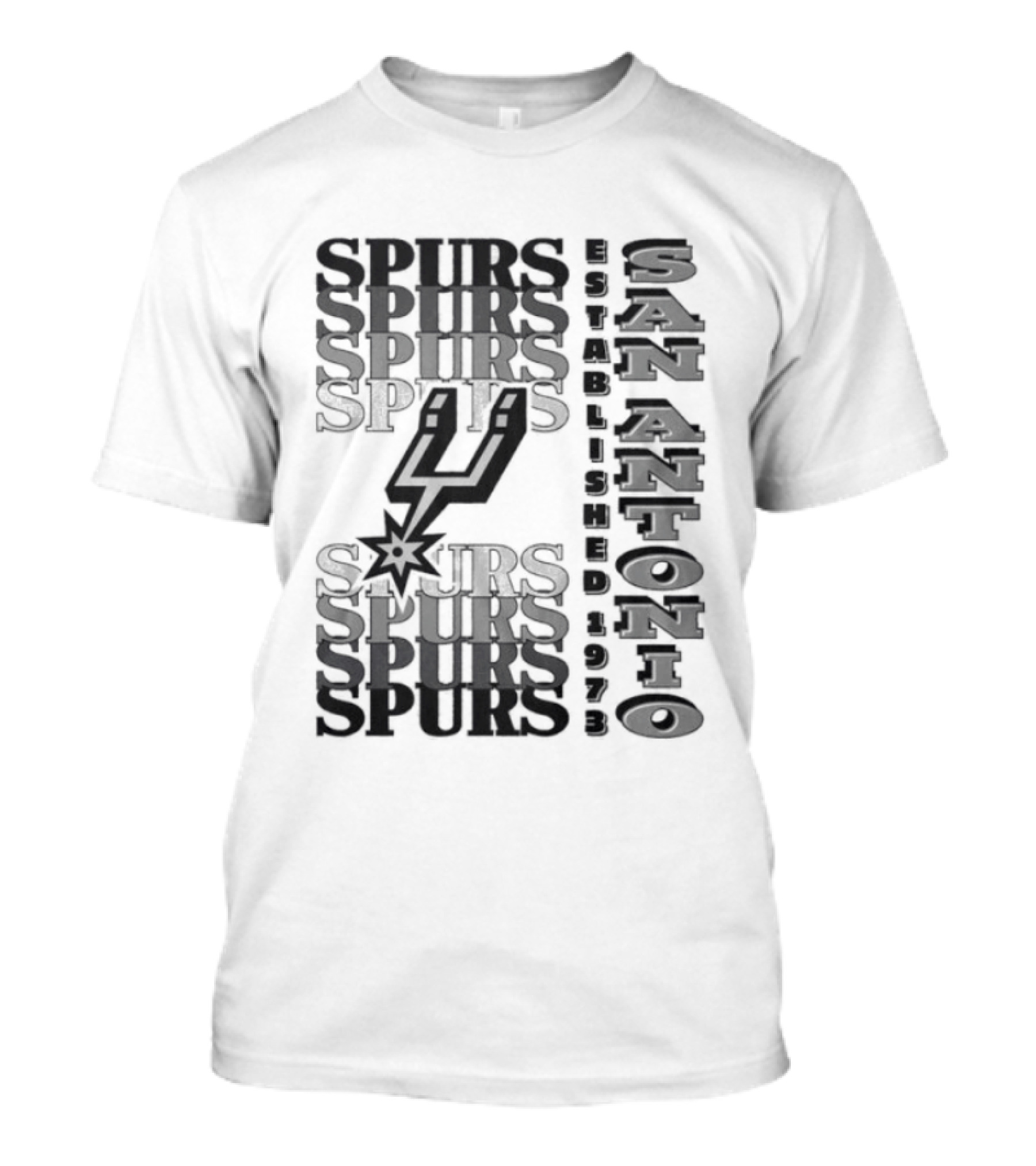San Antonio Spurs Stacked Wordmark Logo With Iconic Spur T-Shirt