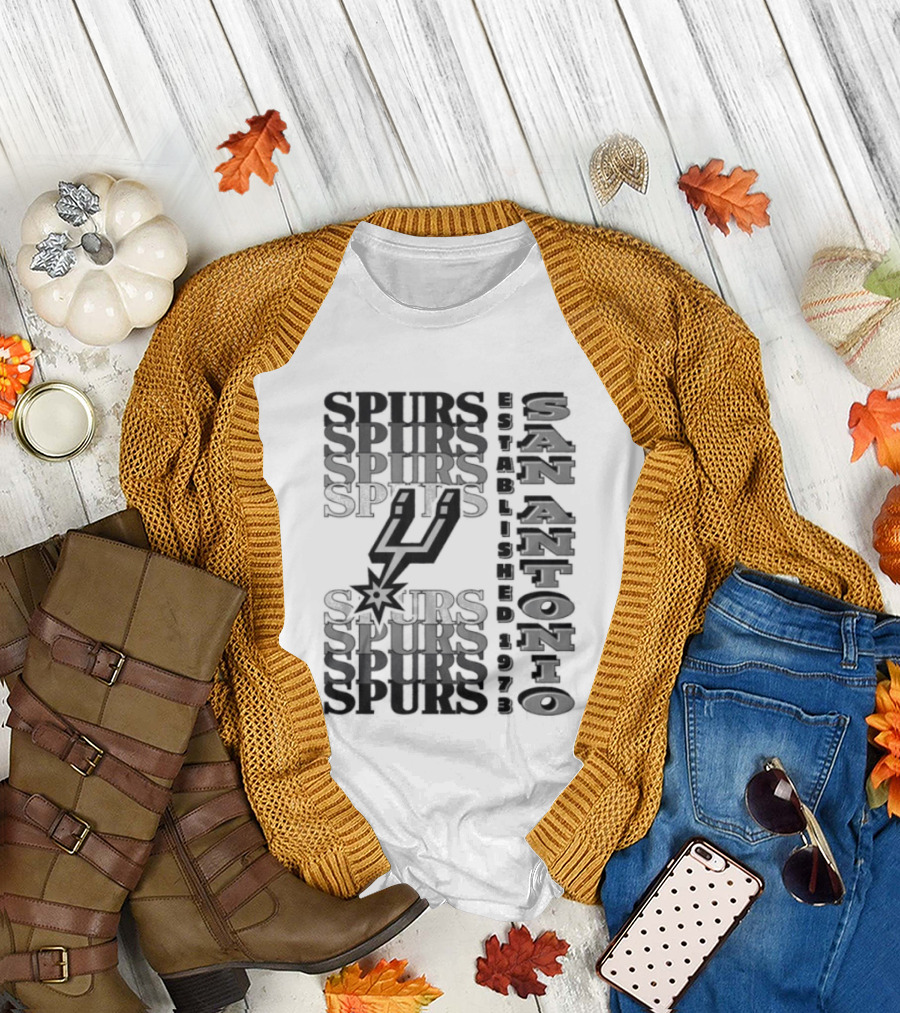 San Antonio Spurs Stacked Wordmark Logo with Iconic Spur T-Shirt