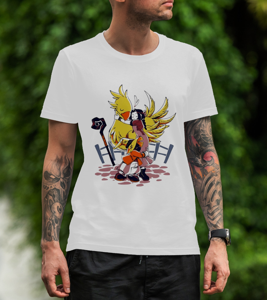 Aerith Gainsborough Vivi Ornitier Chocobo Hug Fantasy Characters Embrace T-Shirt