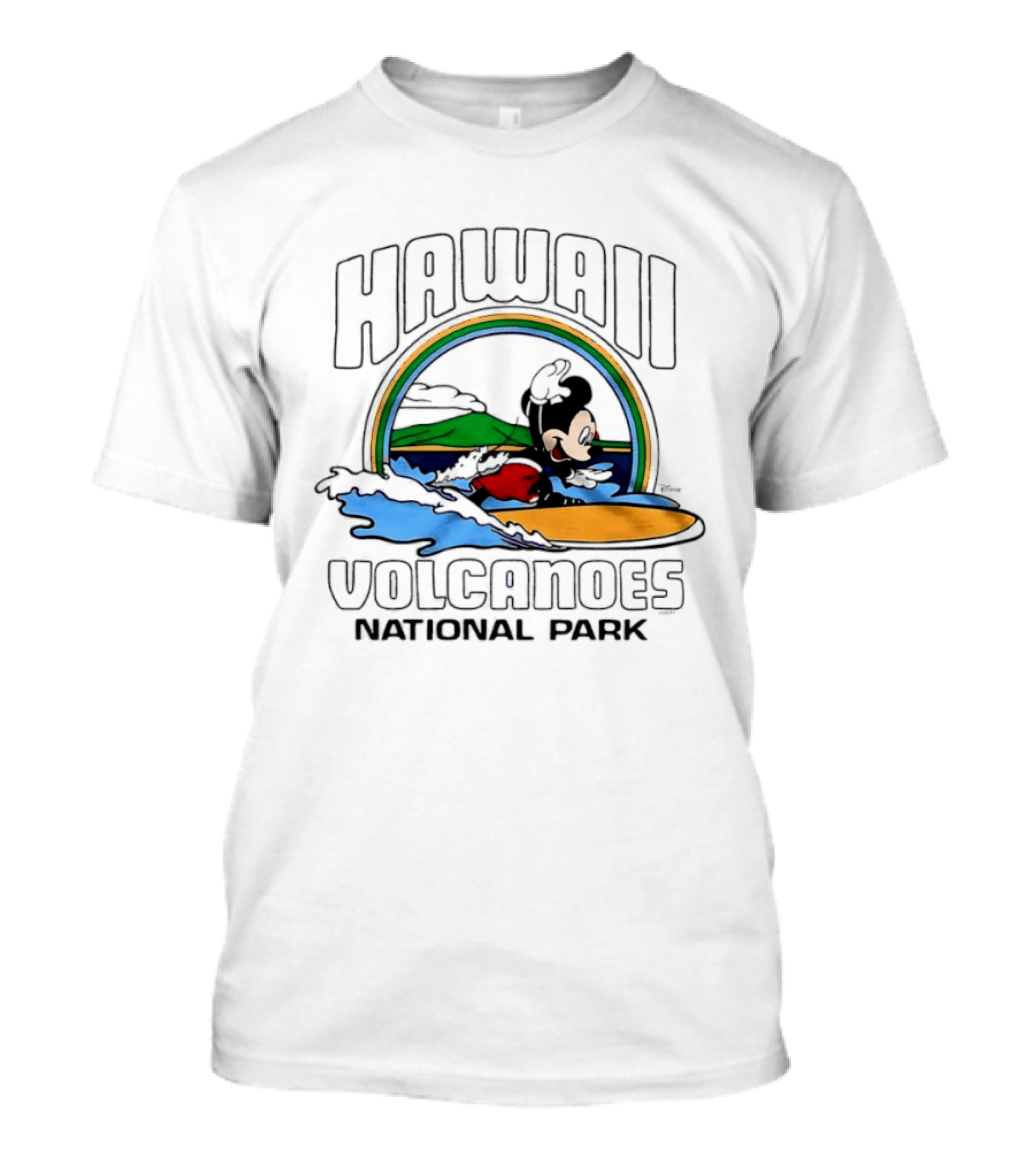 Hawaii Volcanoes National Park Mickey Mouse Surfing T-Shirt