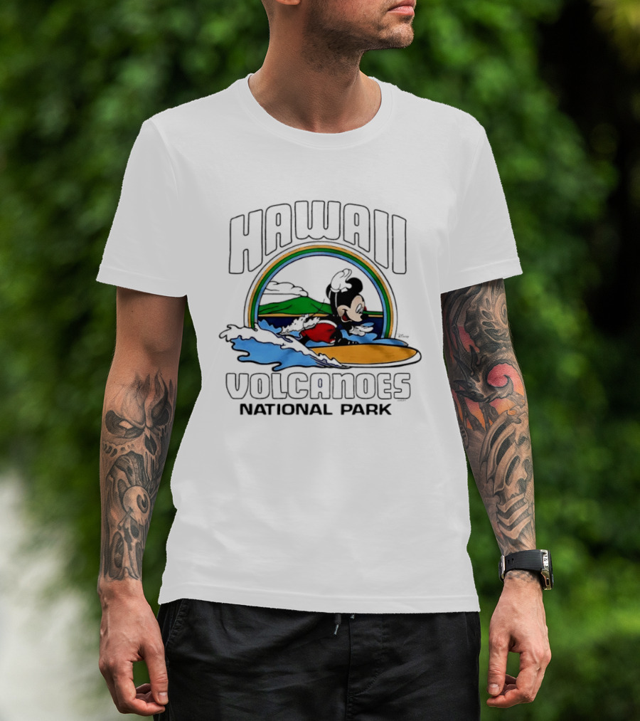 Hawaii Volcanoes National Park Mickey Mouse Surfing T-Shirt