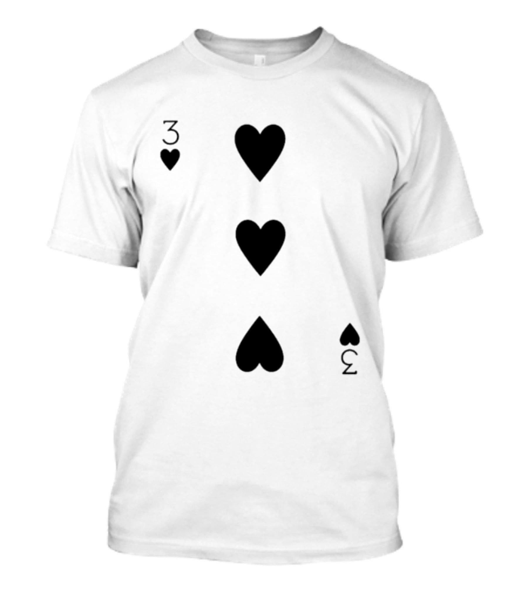 Three Of Hearts Playing Card Design Valentines T-Shirt