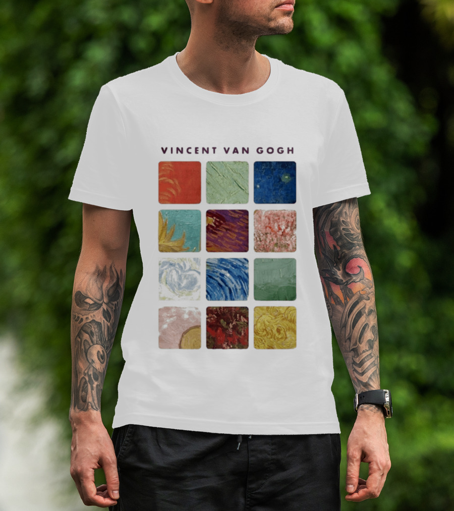 Vincent Van Gogh Paintings Iconic Colors Squares T-Shirt