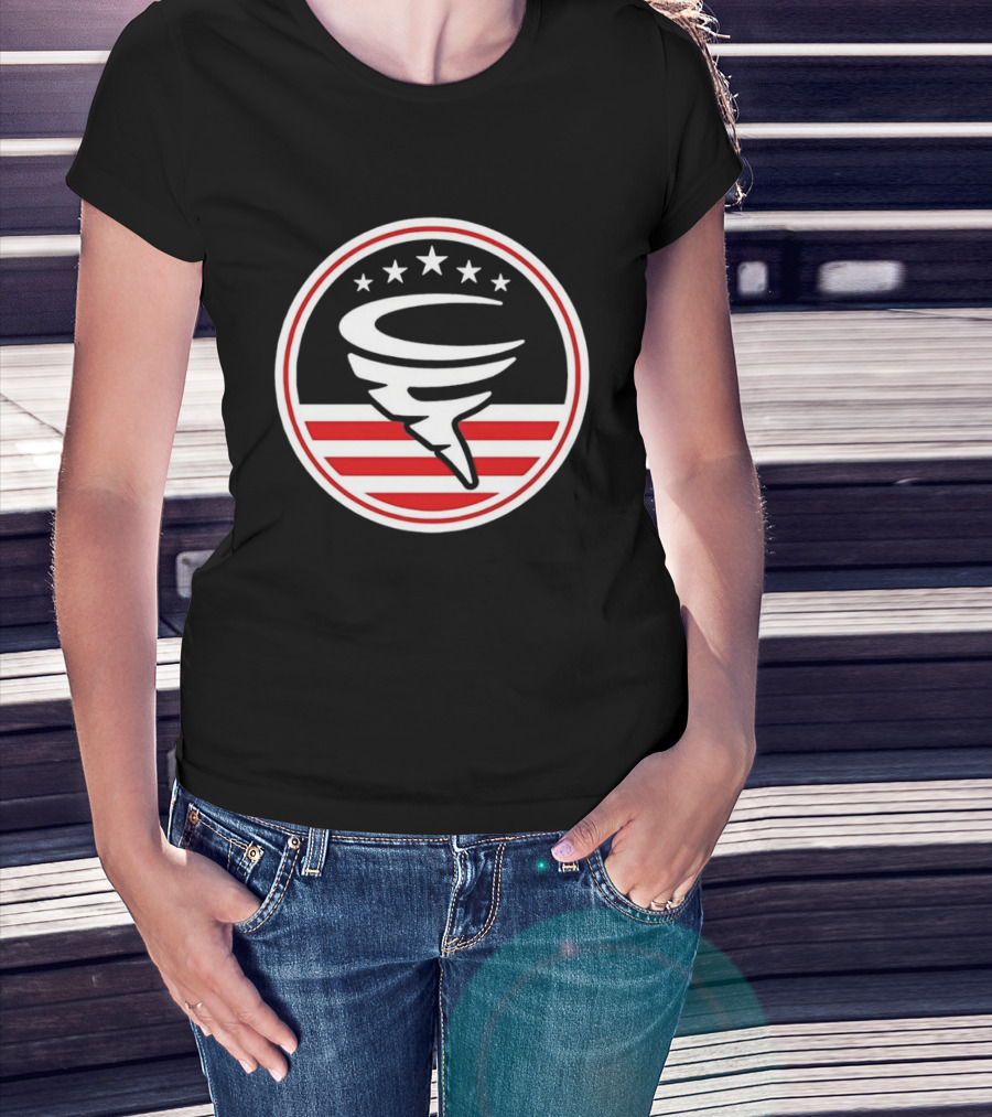 American Flag Cyclone Stars Stripes Circle T-Shirt
