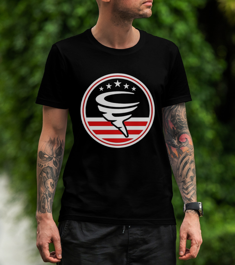 American Flag Cyclone Stars Stripes Circle T-Shirt