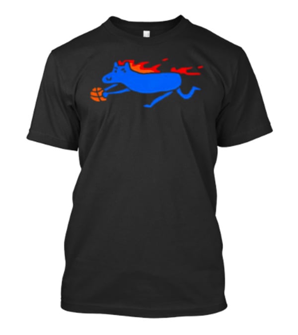 Detroit Pistons Fiery Blue Horse Basketball Team T-Shirt