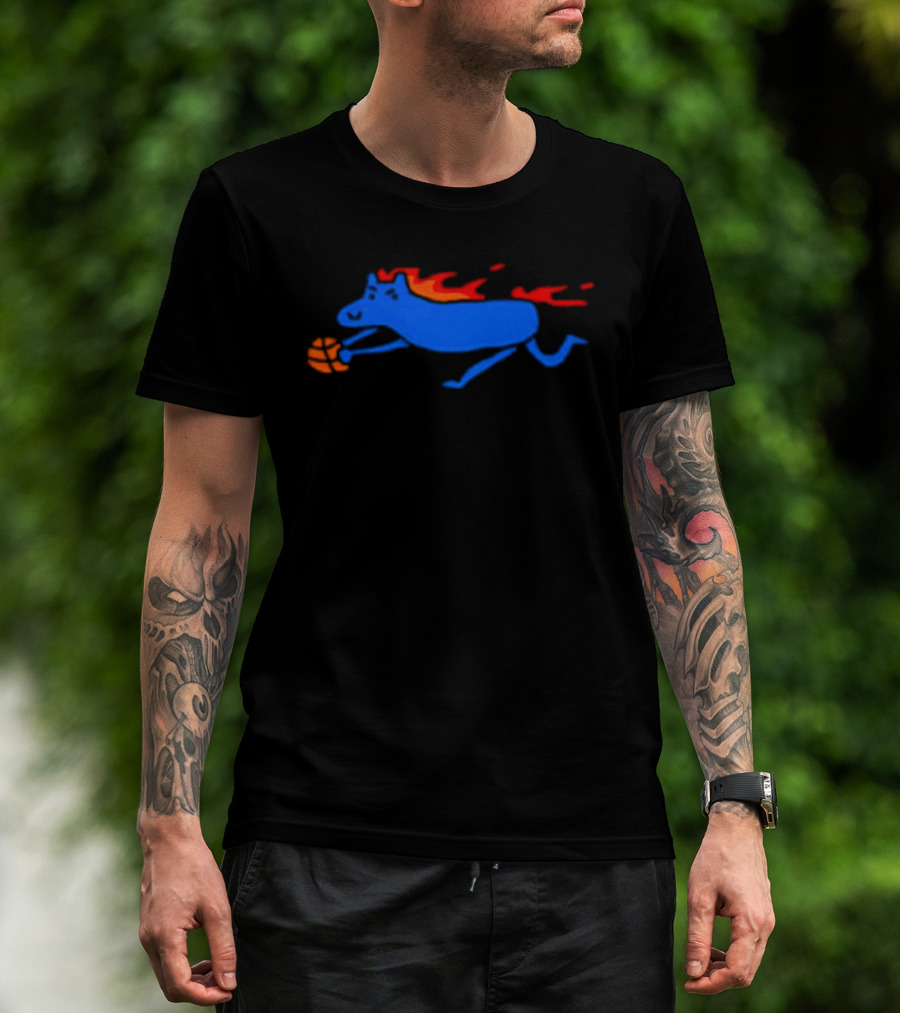 Detroit Pistons Fiery Blue Horse Basketball Team T-Shirt