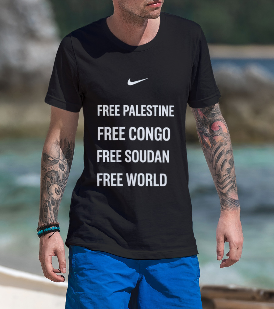 Nike Inspired Free Palestine Free Congo Free Sudan Free World T-Shirt