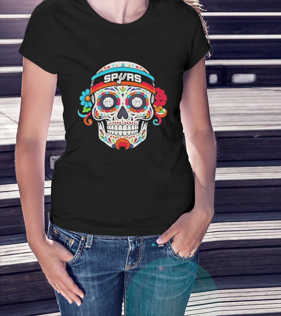 San Antonio Spurs Sugar Skull Day Of The Dead Basketball Fan T-Shirt