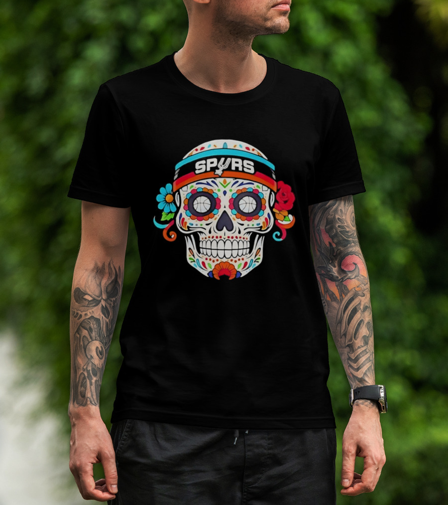 San Antonio Spurs Sugar Skull Day Of The Dead Basketball Fan T-Shirt