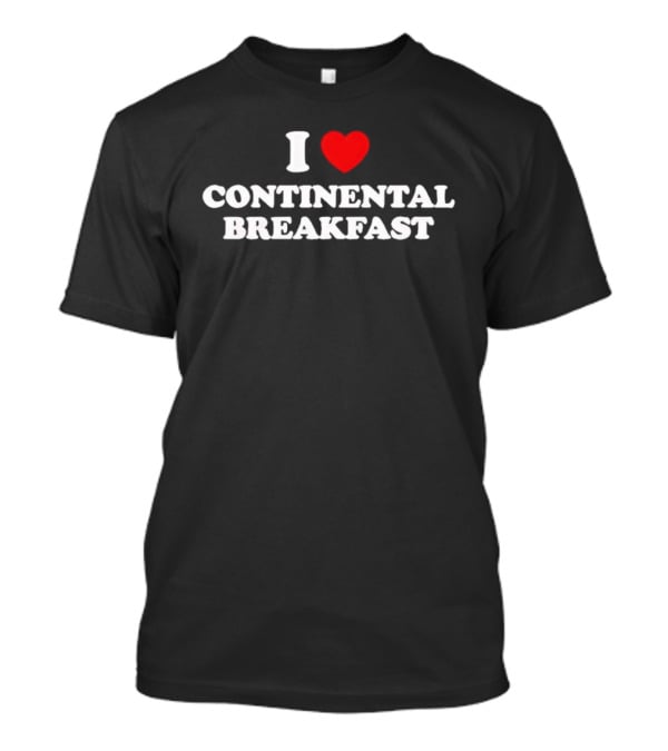 I Heart Love Continental Breakfast Black T-Shirt