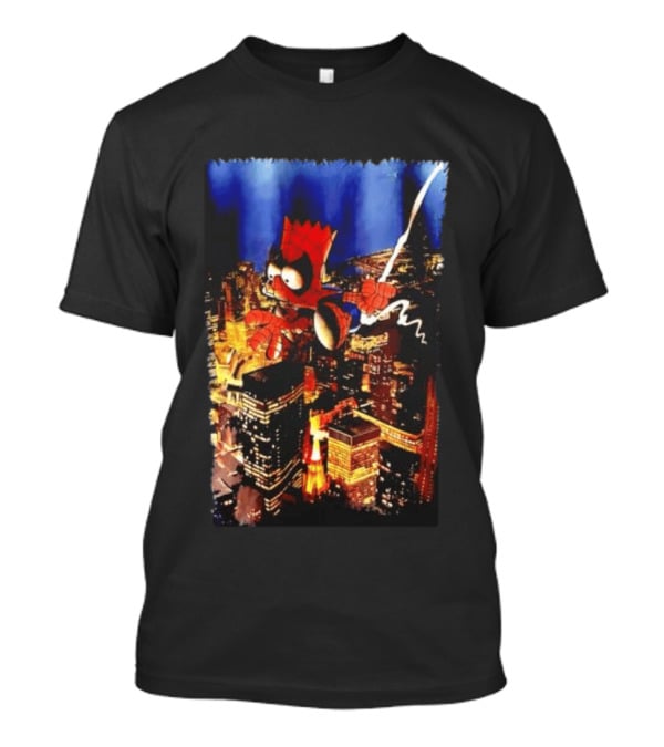 Spider Bart Bartman Swinging Through Cityscape Mexican T-Shirt