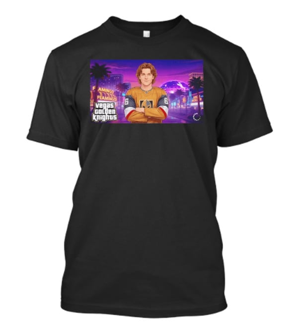 Vegas Golden Knights Kaedan Korczak Flamingo High Roller 66 T-Shirt