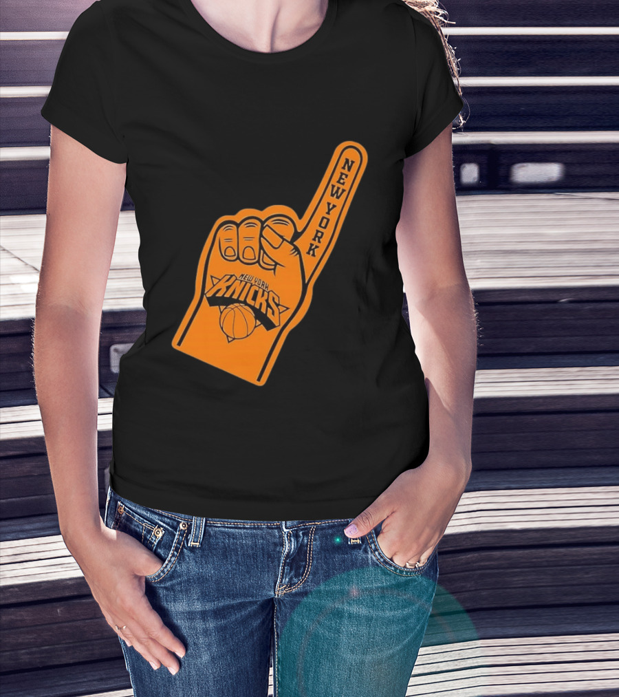 New York Knicks Foam Finger Basketball Fan Gear T-Shirt