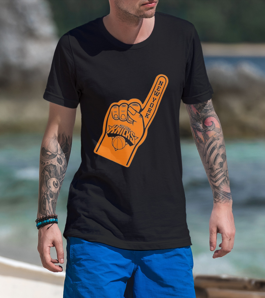 New York Knicks Foam Finger Basketball Fan Gear T-Shirt