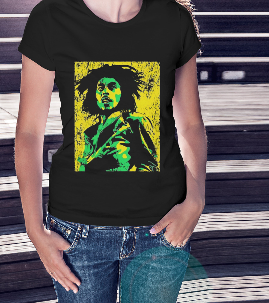 Bob Marley One Love Reggae Art Green Yellow T-Shirt